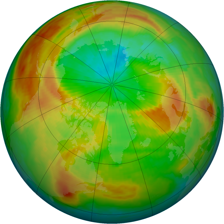 Arctic ozone map for 18 April 1997